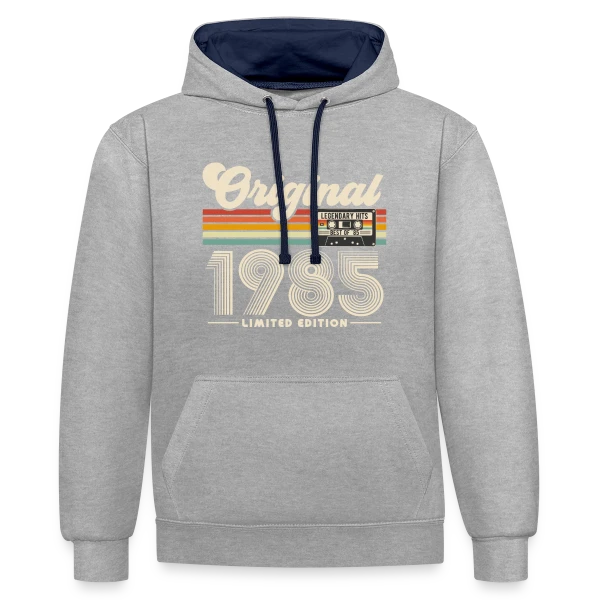 Année Originale 1985 Rétro sur Sweat à capuche contrasté