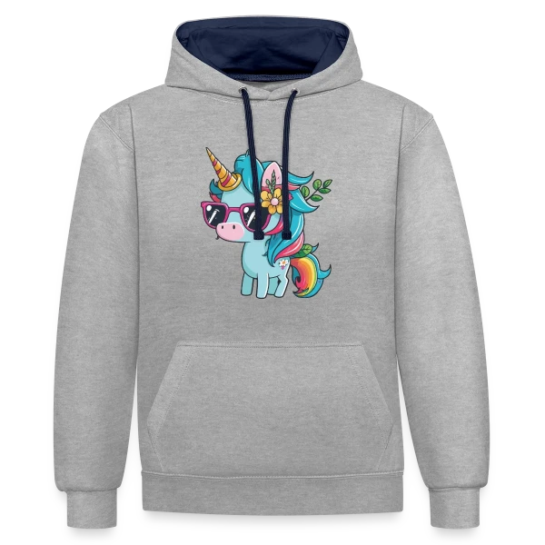 Licorne Cool Lunettes sur Sweat à capuche contrasté