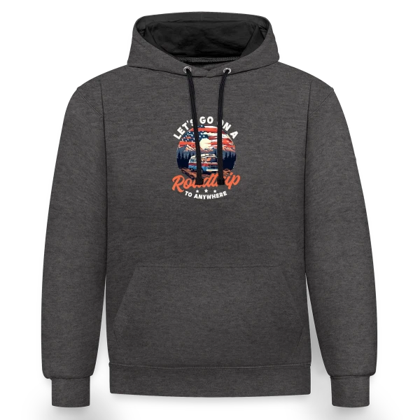 Van Hippie Aventure sur Sweat à capuche contrasté