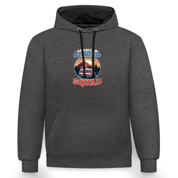 Équipe Road Trip Américain Van sur Sweat à capuche contrasté