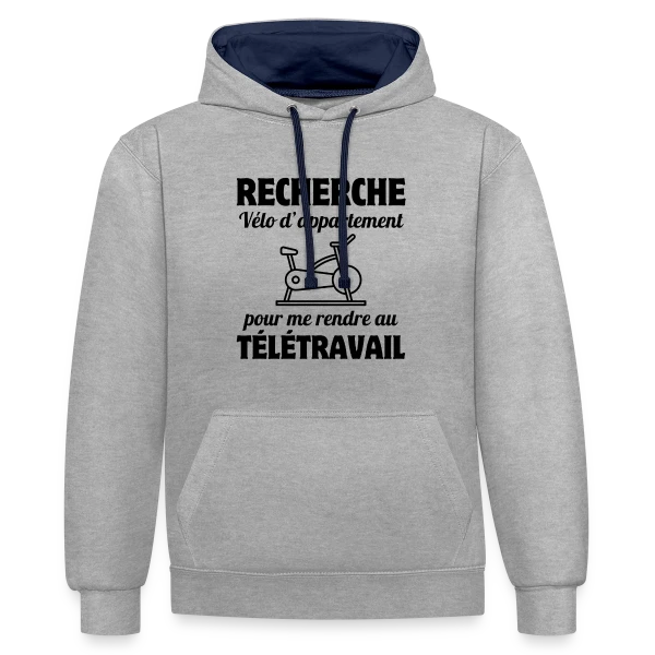 Humour Télétravail : La Vie au Bureau à Distance sur Sweat à capuche contrasté