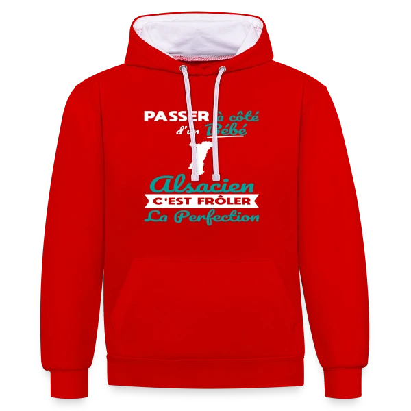 Bébé Alsacien Frôle la Perfection sur Sweat à capuche contrasté