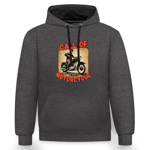 Appel de la Moto Rétro sur Sweat à capuche contrasté
