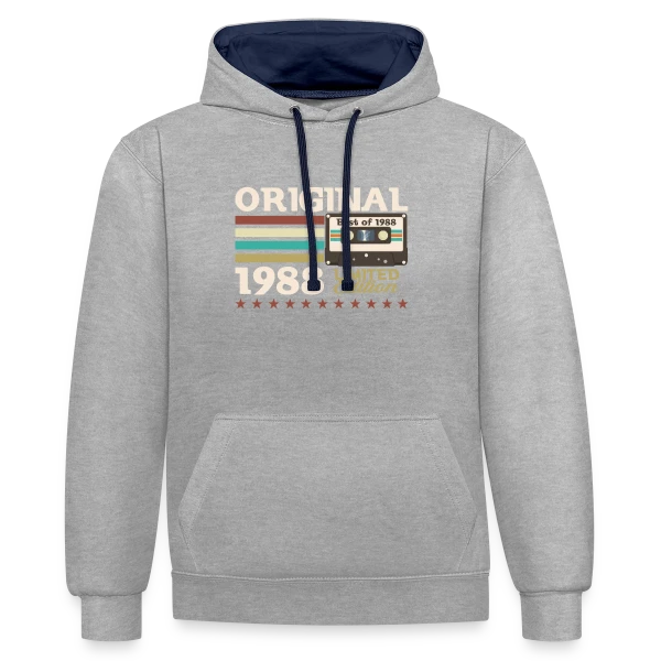 Anniversaire Vintage 1988 sur Sweat à capuche contrasté