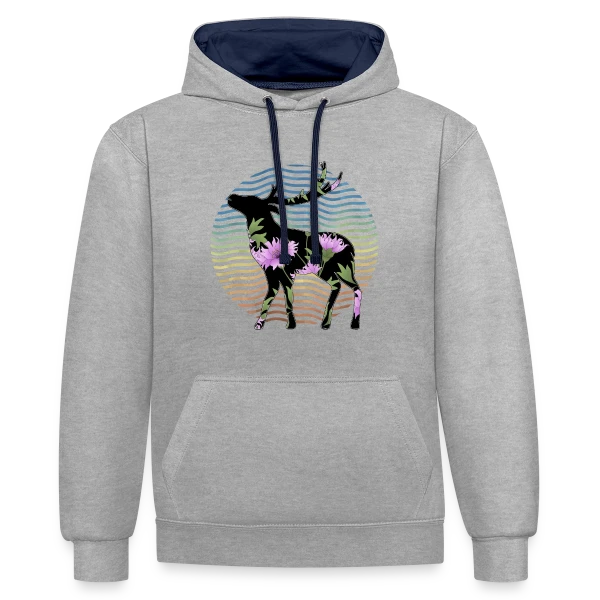 Cerf Majestueux sur Sweat à capuche contrasté