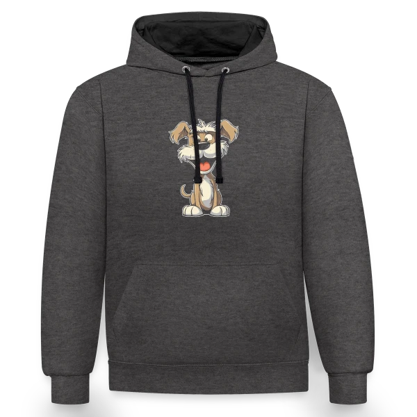 Schnauzer Joyeux sur Sweat à capuche contrasté