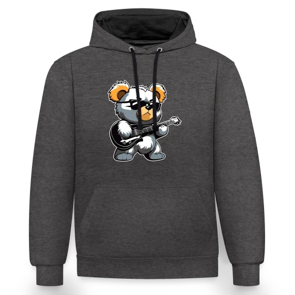 Ours en Peluche Heavy Metal à la Guitare sur Sweat à capuche contrasté