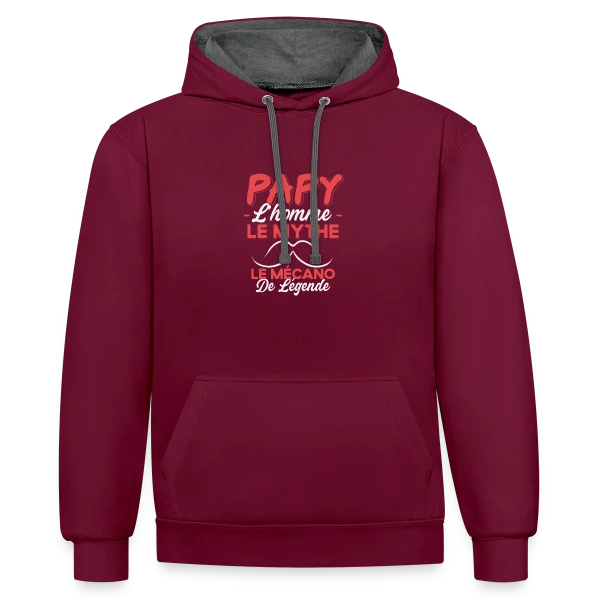 Papy Mécanicien de Légende - Humour Cadeau Passion Moteur sur Sweat à capuche contrasté