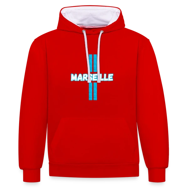 Marseille Supporter Stylisé sur Sweat à capuche contrasté