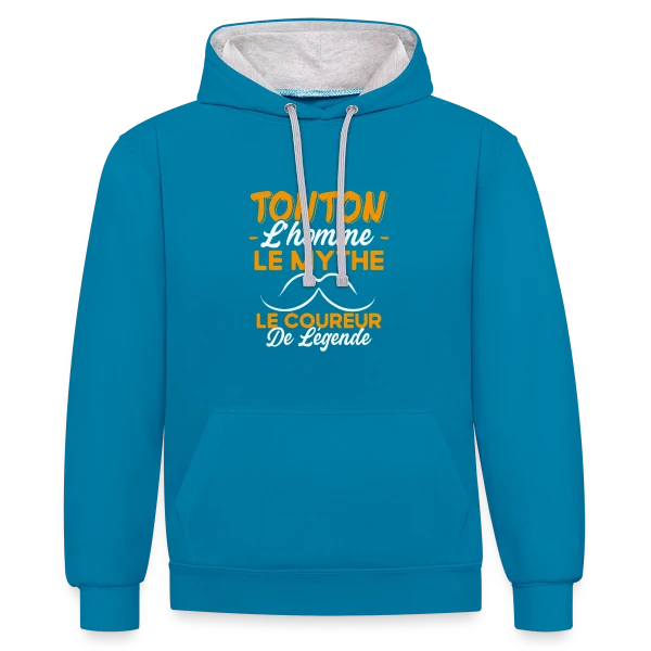 Tonton Le Coureur de Légende - Cadeau Running Humour sur Sweat à capuche contrasté