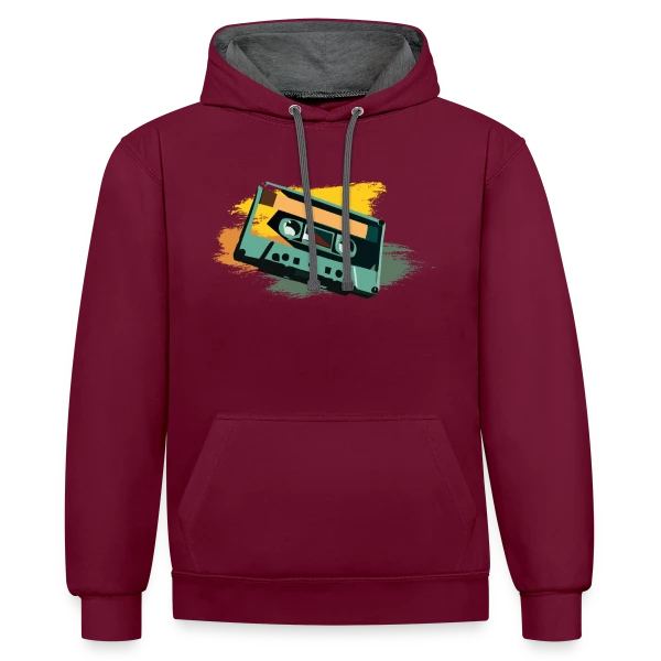 Cassette Pop Art sur Sweat à capuche contrasté