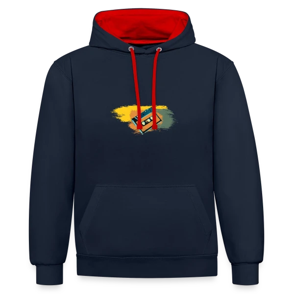 Cassette Rétro Couleurs sur Sweat à capuche contrasté