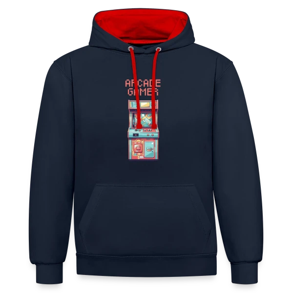 Arcade Gamer Rétro : Le Culte des Salles Obscures sur Sweat à capuche contrasté