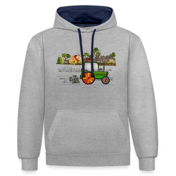 Passion Tracteur sur Sweat à capuche contrasté
