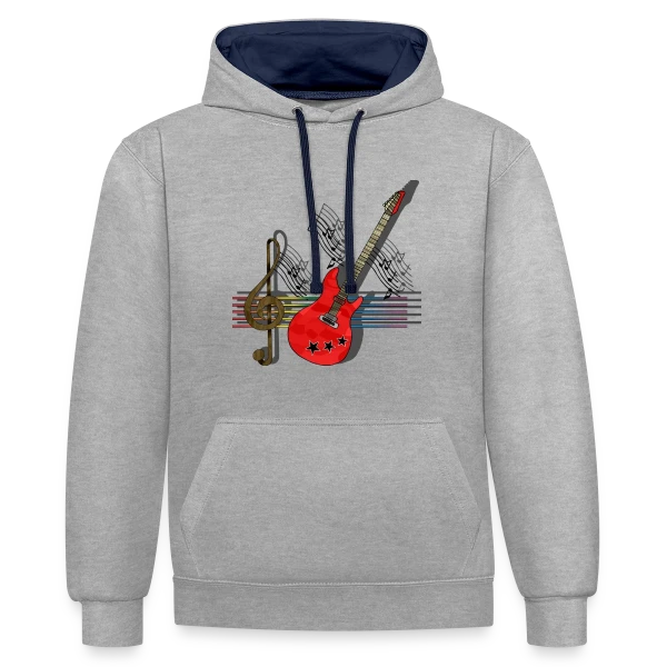 Passion Guitare sur Sweat à capuche contrasté