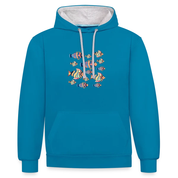 Passion Pêche : L'Esprit du Poisson sur Sweat à capuche contrasté