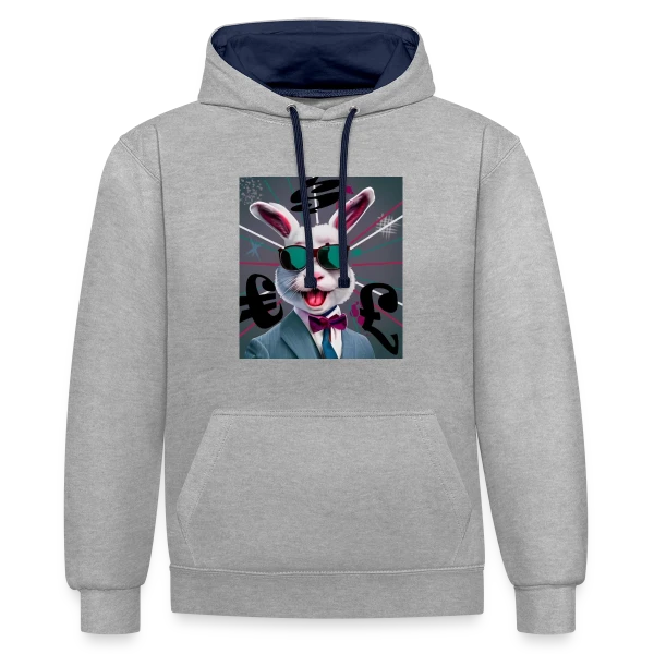 Lapin Business Man sur Sweat à capuche contrasté