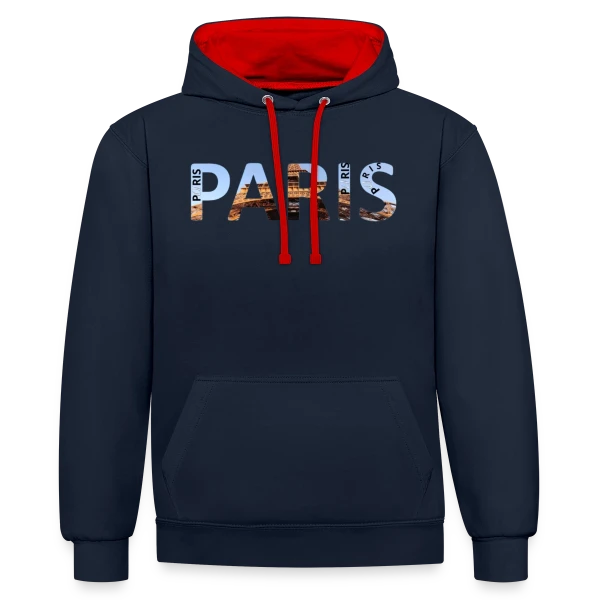 Paris Tour Eiffel sur Sweat à capuche contrasté