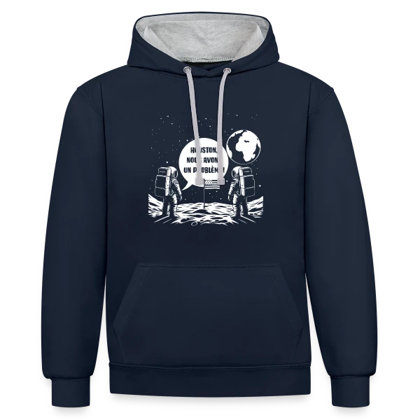 Houston, Nous avons un Problème - Citation Spatiale sur Sweat à capuche contrasté