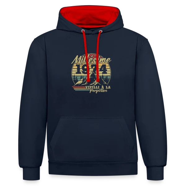 Millésime 1974 Vieilli à la Perfection sur Sweat à capuche contrasté