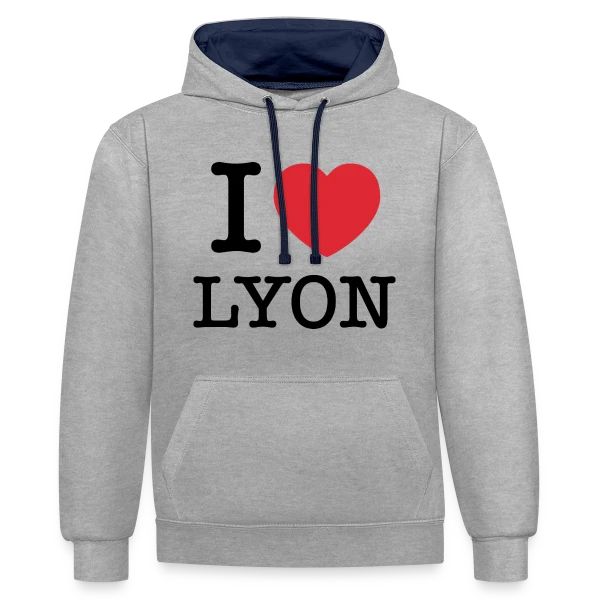 J'aime Lyon Classique sur Sweat à capuche contrasté