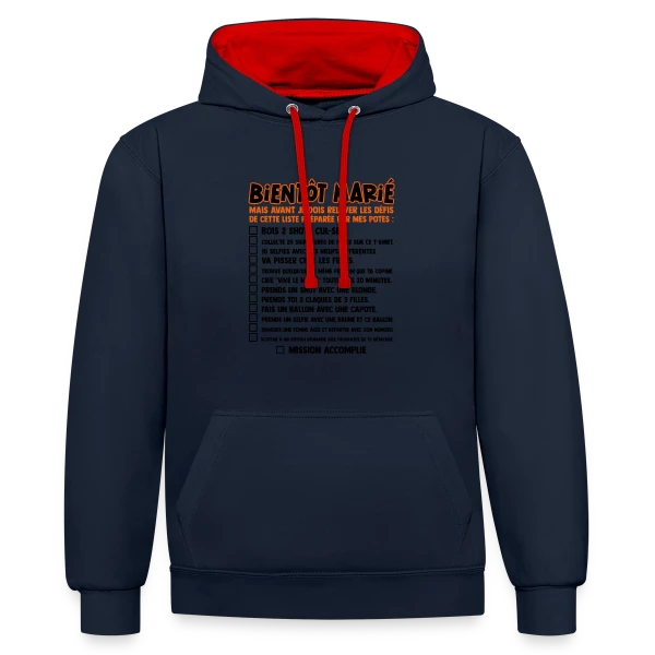 Défis EVG Futur Marié sur Sweat à capuche contrasté