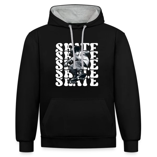 Jeune Skater Manga Urbain sur Sweat à capuche contrasté