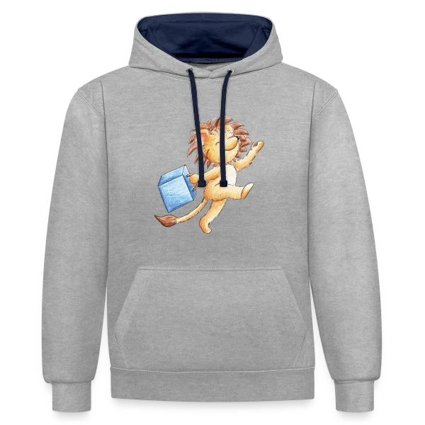 Lion Voyageur Joyeux sur Sweat à capuche contrasté