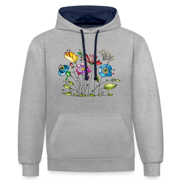 Douceur Florale sur Sweat à capuche contrasté