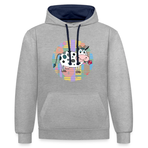 La Vache Adorable sur Sweat à capuche contrasté
