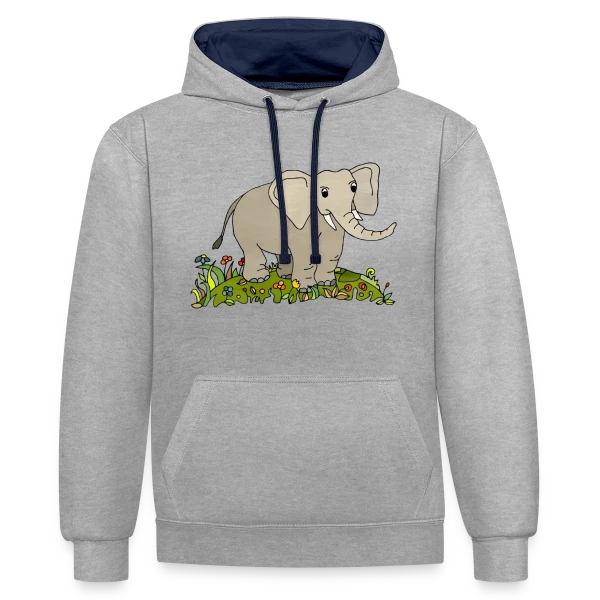 L'Éléphant Majestueux sur Sweat à capuche contrasté