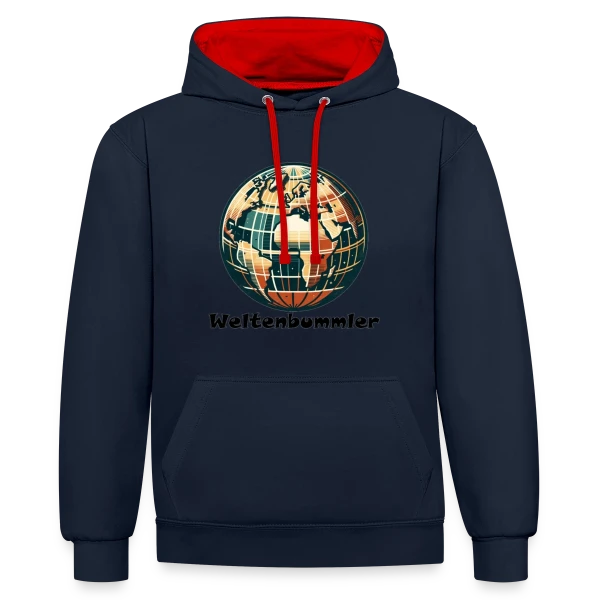 Globe Vintage Explorateur sur Sweat à capuche contrasté