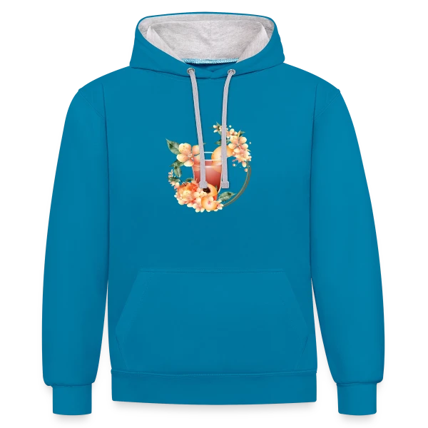 Cocktail Pêche en Fleurs: Douceur Estivale sur Sweat à capuche contrasté