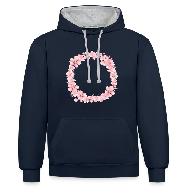 Couronne Florale Rosée : L'Éclat du Printemps sur Sweat à capuche contrasté