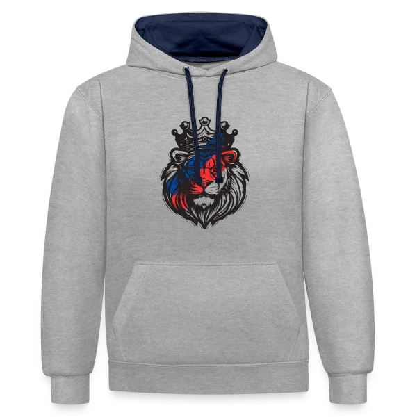 Lion Lyonnais Couronné OL sur Sweat à capuche contrasté