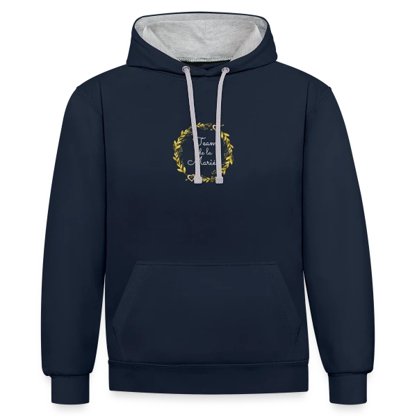 Team de la Mariée EVJF : T-shirt Couronne de Fleurs pour Enterrement de Vie de Jeune Fille sur Sweat à capuche contrasté