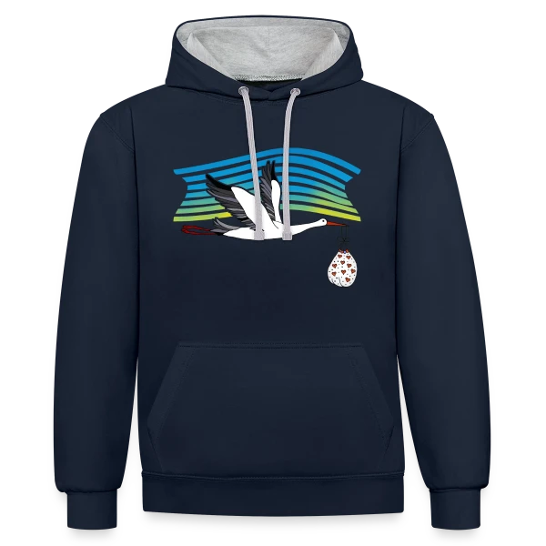 Cigogne Majestueuse sur Sweat à capuche contrasté