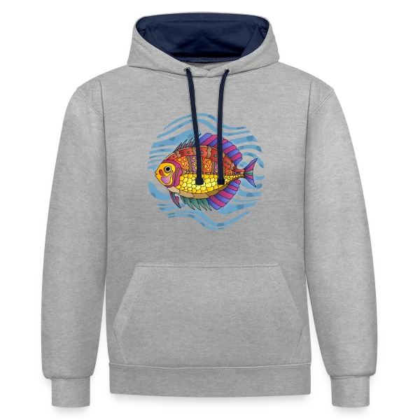 Passion Pêche sur Sweat à capuche contrasté