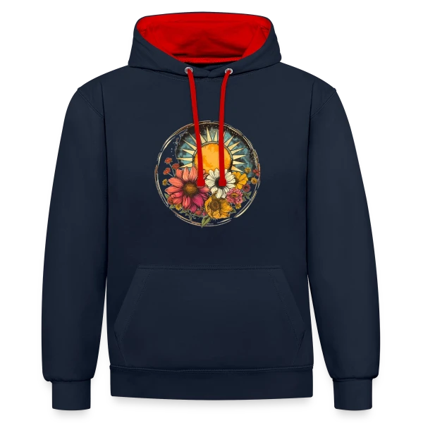 Soleil Floral Bohème sur Sweat à capuche contrasté