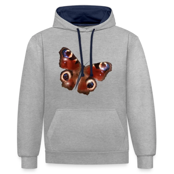 Élégance du Papillon Paon sur Sweat à capuche contrasté