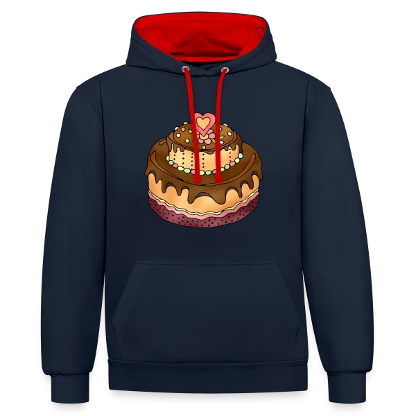 Gâteau Festif sur Sweat à capuche contrasté