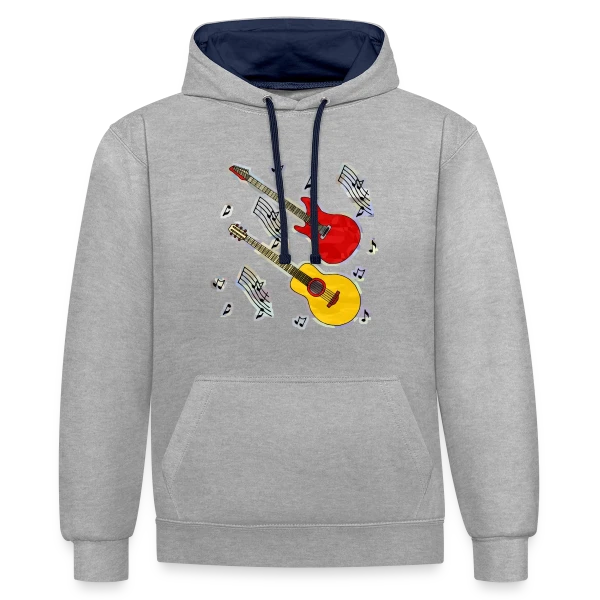 Mélodie Guitare Vintage sur Sweat à capuche contrasté