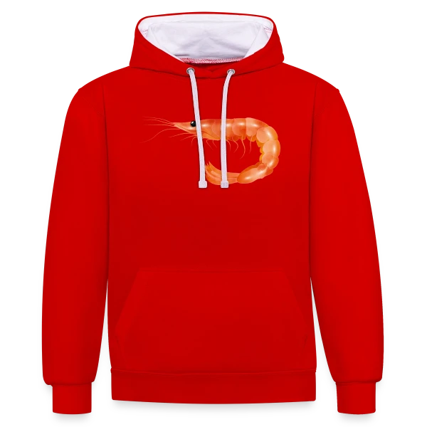Crevette Rose Scampi Style Croquis sur Sweat à capuche contrasté