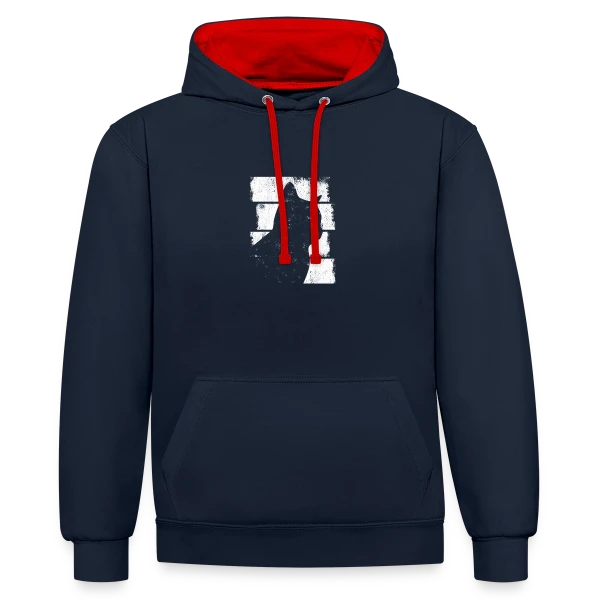 Silhouette Chat Minimaliste sur Sweat à capuche contrasté