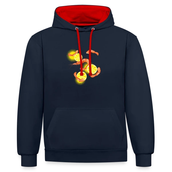 Crevettes et Citron Frais sur Sweat à capuche contrasté