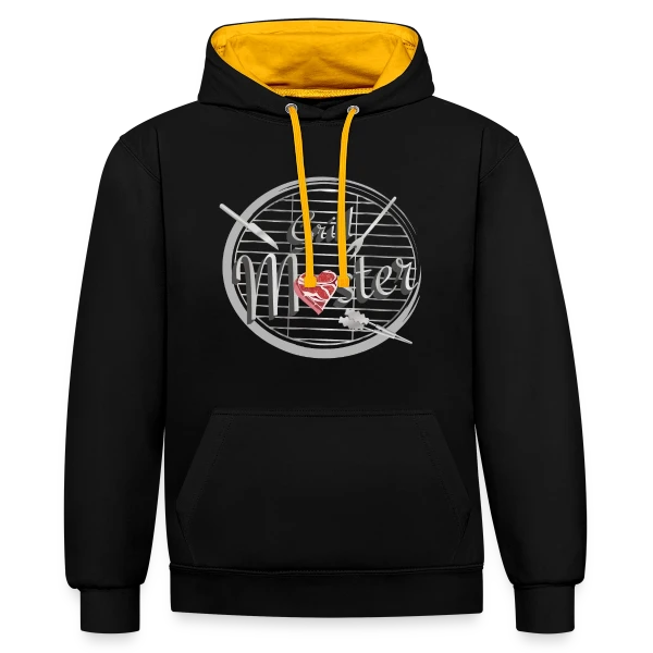 Maître du Grill Cœur sur Sweat à capuche contrasté