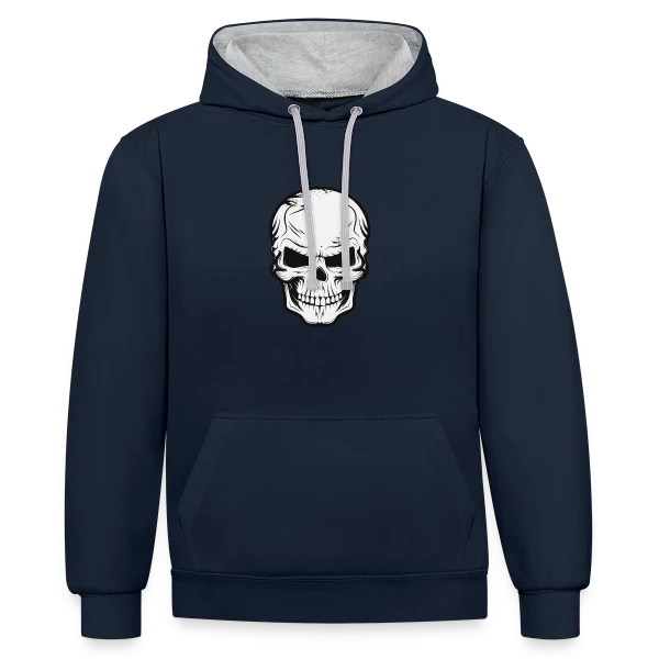 Crâne Sinistre et Malicieux sur Sweat à capuche contrasté