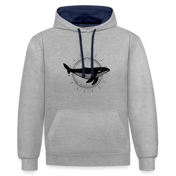 Esprit des Eaux : Baleine Protectrice sur Sweat à capuche contrasté
