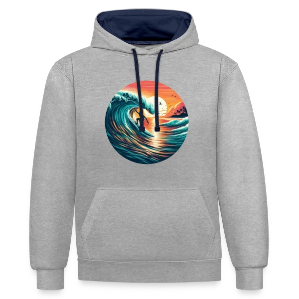 Sunset Surfer | T-Shirt Ambiance Plage & Coucher de Soleil sur Sweat à capuche contrasté