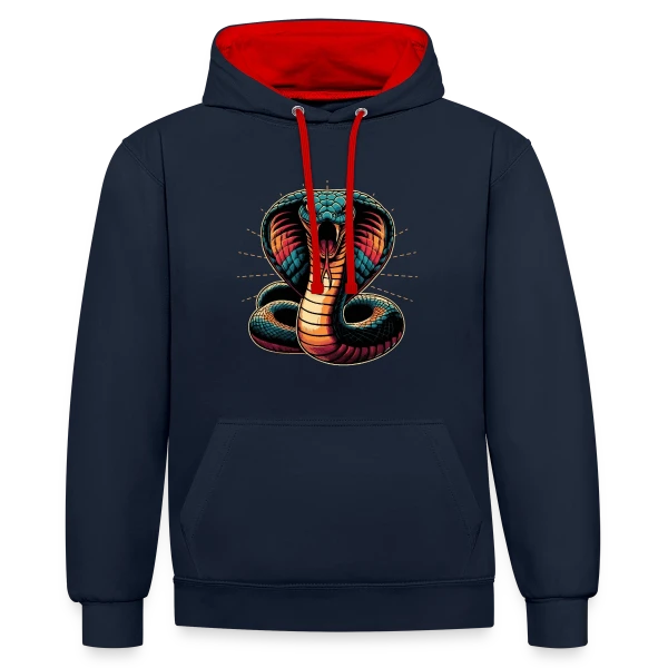 Cobra Royal Éclatant : Style Dynamique et Vives Couleurs sur Sweat à capuche contrasté